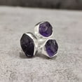 thumbnail image 2 of Natural Amethyst Ring, Raw Amethyst Gemstone Ring, Feb Birthstone, Triple Stone, 925 Sterling Silver, Womens Ring, Christmas, Thanksgiving, Handmade, Statement Jewelry, Rough Adjustable Jewelry, 2 of 6