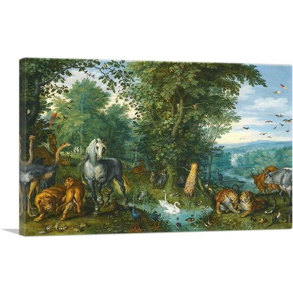 ARTCANVAS The Garden Of Eden With The Fall Of Man Canvas Art Print by Jan Brueghel The Elder - Size: 26" x 18" (0.75" Deep)