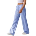 thumbnail image 6 of Comfy Pants Women Striped Drawstring Elastic Waist Lounge Casual Pants with Pockets Summer Straight Fit Trousers, 6 of 8