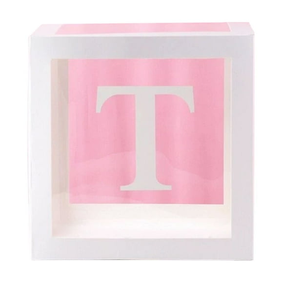 Clearance! Balloon Box Exquisite Decor A Z Letter Cardboard Cube Clear Box for Propose Marriage