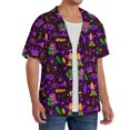 thumbnail image 2 of Pofeuu Mardi Gra2 Print Mens Casual Short Sleeve Shirts Beach Summer Spread Collar Pocket Tops Men's Casual Short-sleeved Shirt-4X-Large, 2 of 5