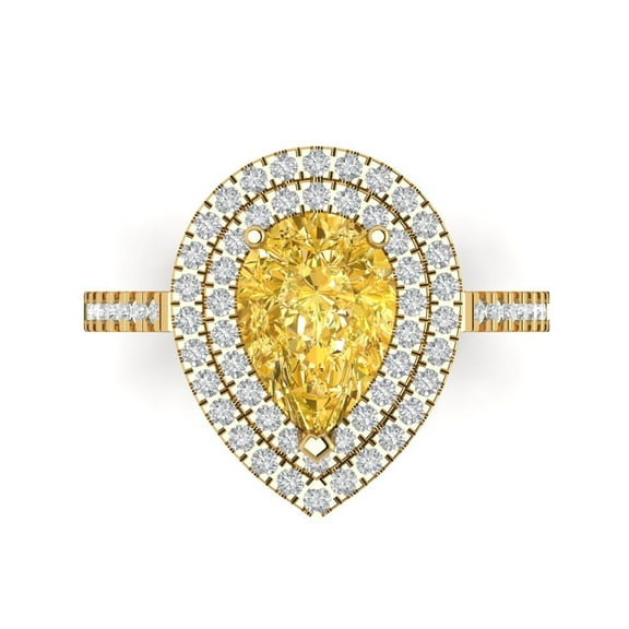 Halo Engagement Ring for Women - 2.48ct Natural Citrine in 14K Yellow Gold Promise Ring
