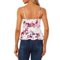 thumbnail image 3 of INSPIRE CHIC Women's Floral Cami Sleeveless Tank Top V Neck Tie Waist Peplum Blouse S Beige, 3 of 7