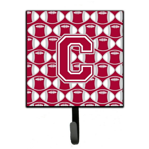 Letter C Football Crimson grey and white Leash or Key Holder