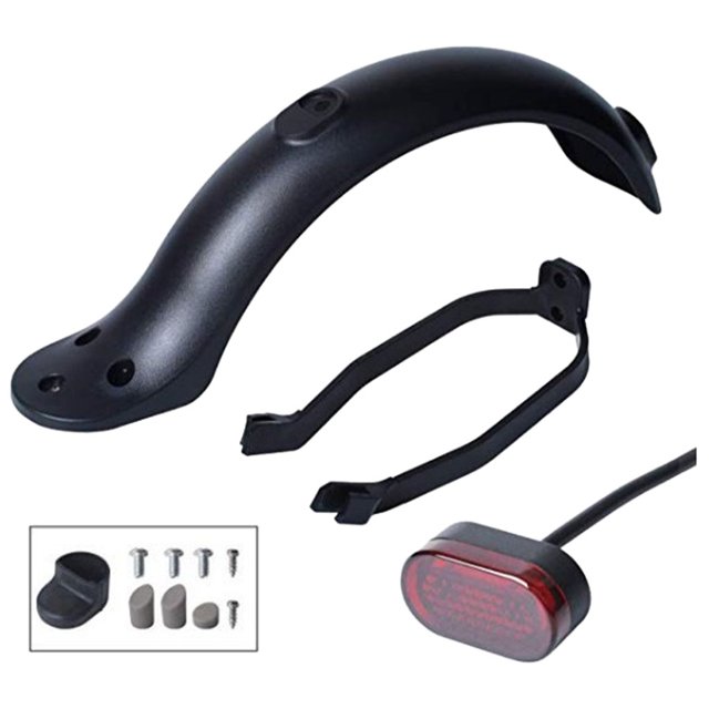 de luces traseras con gancho de soporte de guardabarros trasero de repuesto apto para scooters eléctricos - Negro Sunnimix guardabarros trasero scooter