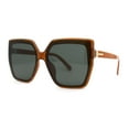 thumbnail image 3 of Womens Oversize Square Minimal Chic Mod Inset Lens Sunglasses Brown Green, 3 of 4