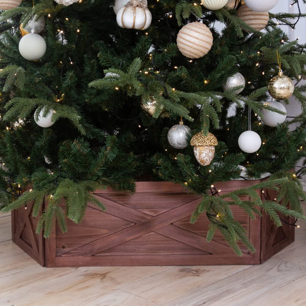 Wooden Tree Lar Box Christmas Tree Farmhouse Rustic Decor Vintage Thered  Wood - Walmart.com