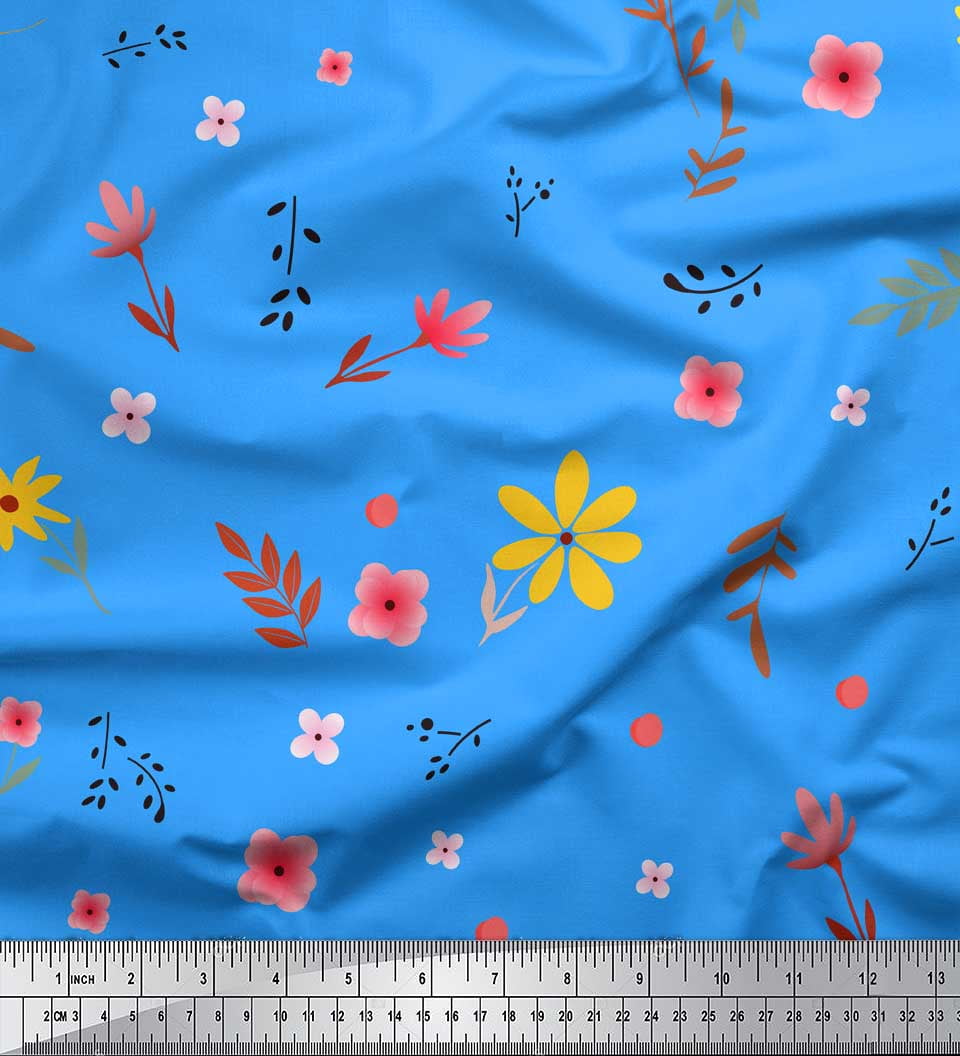 Soimoi Polyester Crepe Fabric Leaves Floral Clip Art Print Fabric By soimoi-polyester-crepe-fabric-leaves-floral-clip-art-print-fabric-by