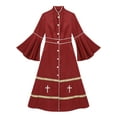 thumbnail image 5 of Kaerm Clergy Dress for Women Loose Fit Choir Robe Flared Sleeves Church Liturgical Praise Worship Dress Burgundy XXL, 5 of 7