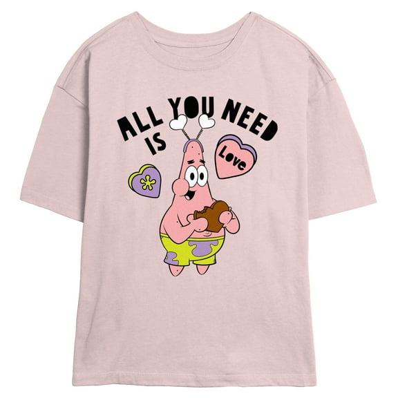 Junior's SpongeBob SquarePants Patrick Star Love Graphic T-Shirt