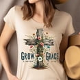 thumbnail image 4 of Christian Cross Graphic T-Shirt Grow in Grace Bible Verse, Natural, Size M, 4 of 6