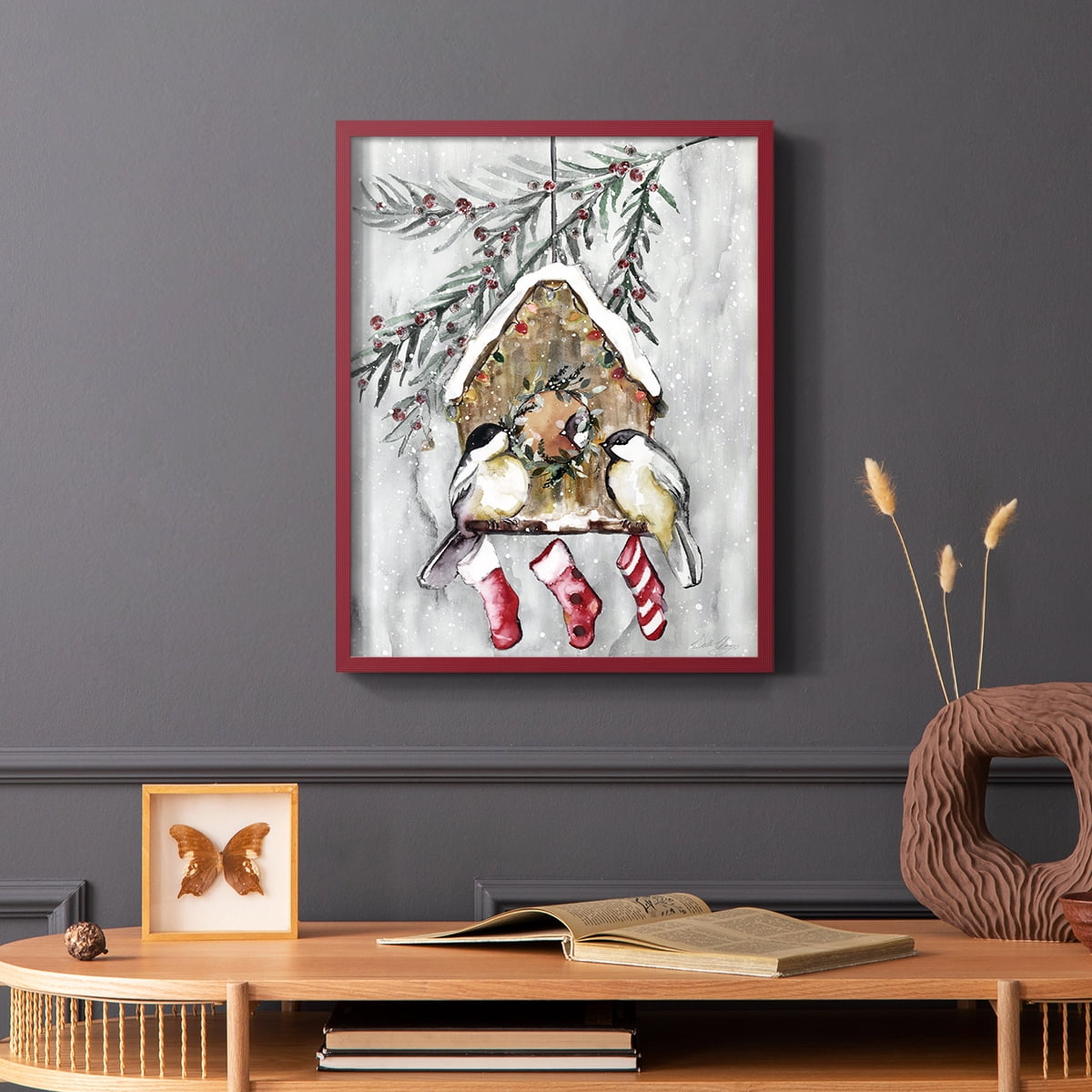Winter Birds Framed Print - Solid Wood in Single Picture Frame Solid Wood 2 Framed Print