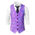thumbnail image 4 of Telankuip Carnival Sequins Printed Vests for Men Trendy V-Neck Button down Slim Fit Outerwear Tops 2026 Shiny Disco Holiday Party Lightweight Cozy Sleeveless Waistcoat 3-Purple XXXL, 4 of 4