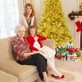 thumbnail image 3 of Gymax 7.5FT Tinsel Christmas Tree Artificial Hinged w/ Metal Stand Champagne Gold, 3 of 10