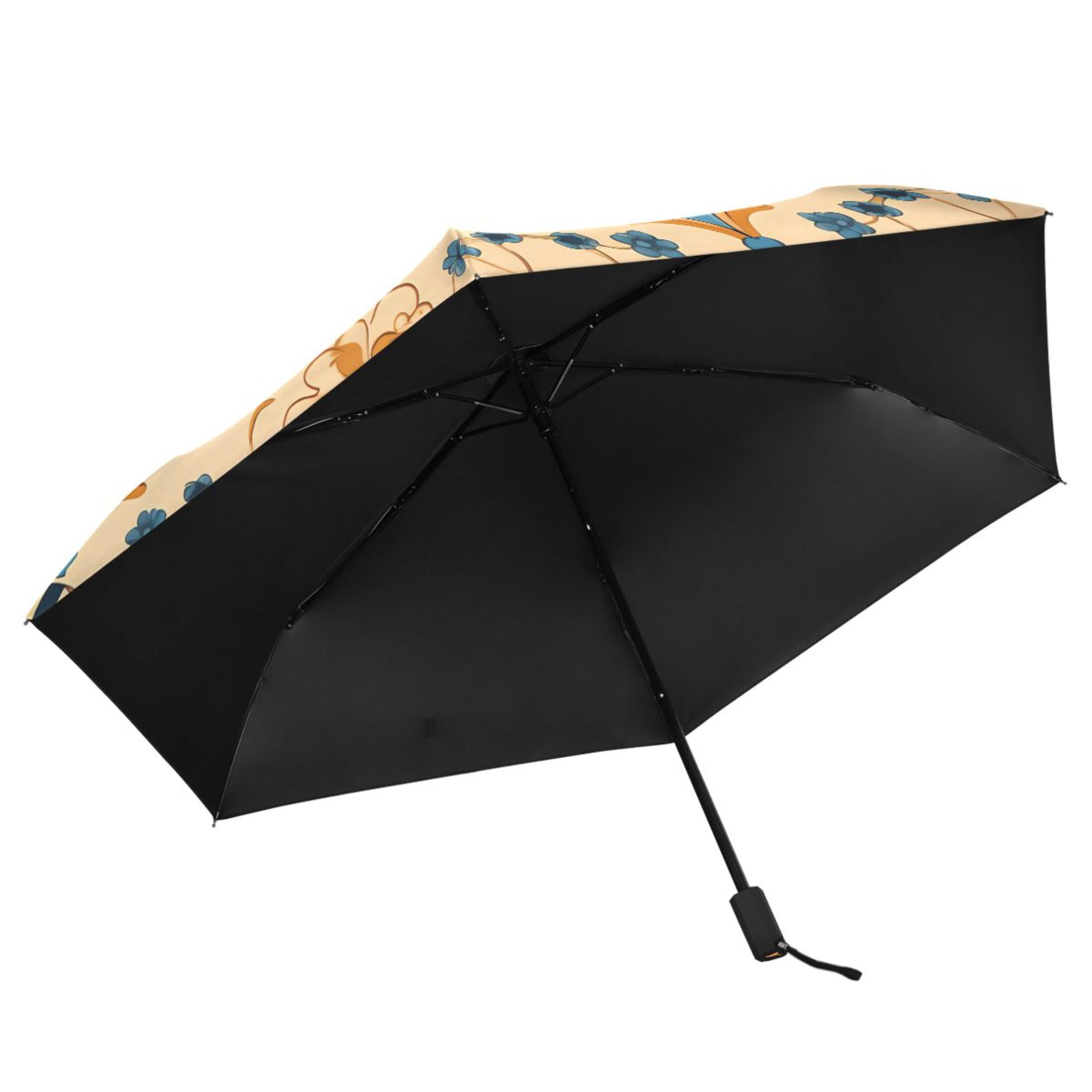 Blue Yellow Mandala Compact Sun Umbrella Windproof Travel Umbrellas for Rain Strong Portable UV Protection