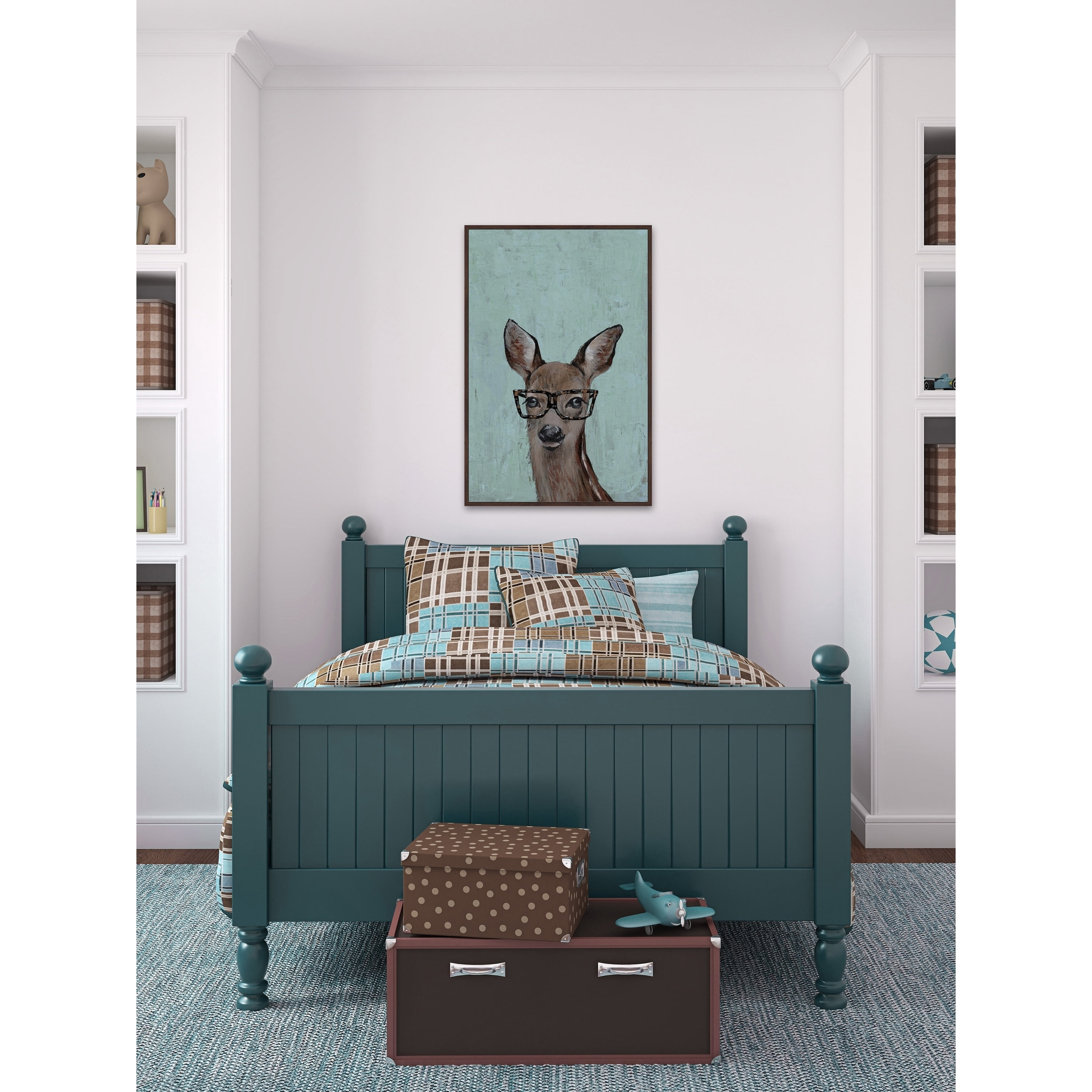 Brown Hippie Deer II Floater Framed Painting Print on Canvas