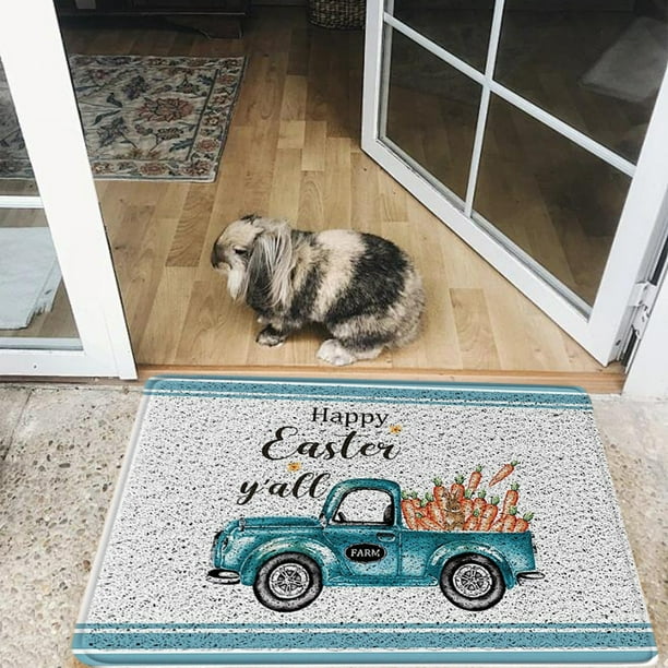 Tapete de Entrada para El Día de Pascua - Tapete para La Puerta Principal - Alfombra de Baño Súper Absorbente de Secado Rápido - Base de Goma Antideslizante, Lavable - Verde, 40X60 Cm