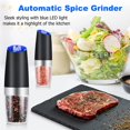 thumbnail image 3 of Electric Gravity Salt and Pepper Grinder, Rechargeable Automatic Salt and Pepper Mill Set with One-Hand Operation, Adjustable Coarseness and LED Light, 2-Pack, Black, 3 of 7