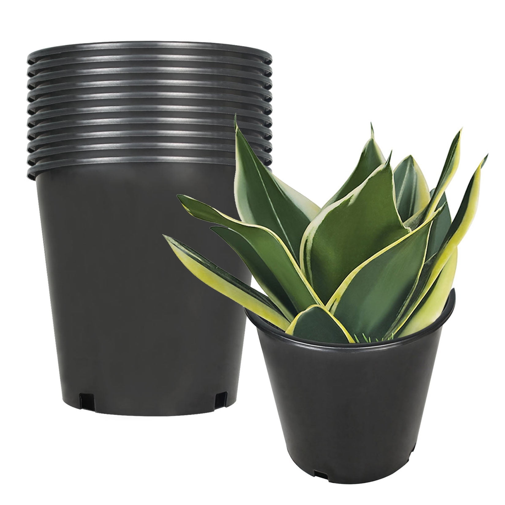 hostic 10Pcs 2gal Premium Black Nursery Pot Plant Container Garden Planter Pots Plastic