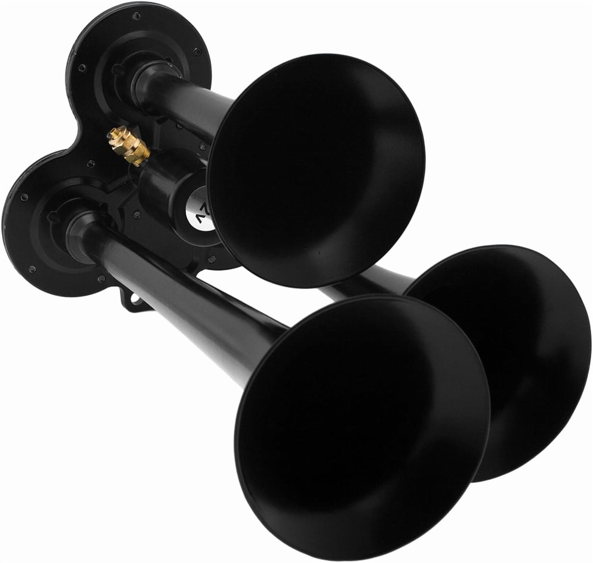 Vixen Horns Train Horn for Truck/Car. 3 Air Horn Black Trumpets w/Covers. Super Loud dB. Fits 12v Vehicles like Semi/Pickup/Jeep/RV/SUV VXH3114LB/P