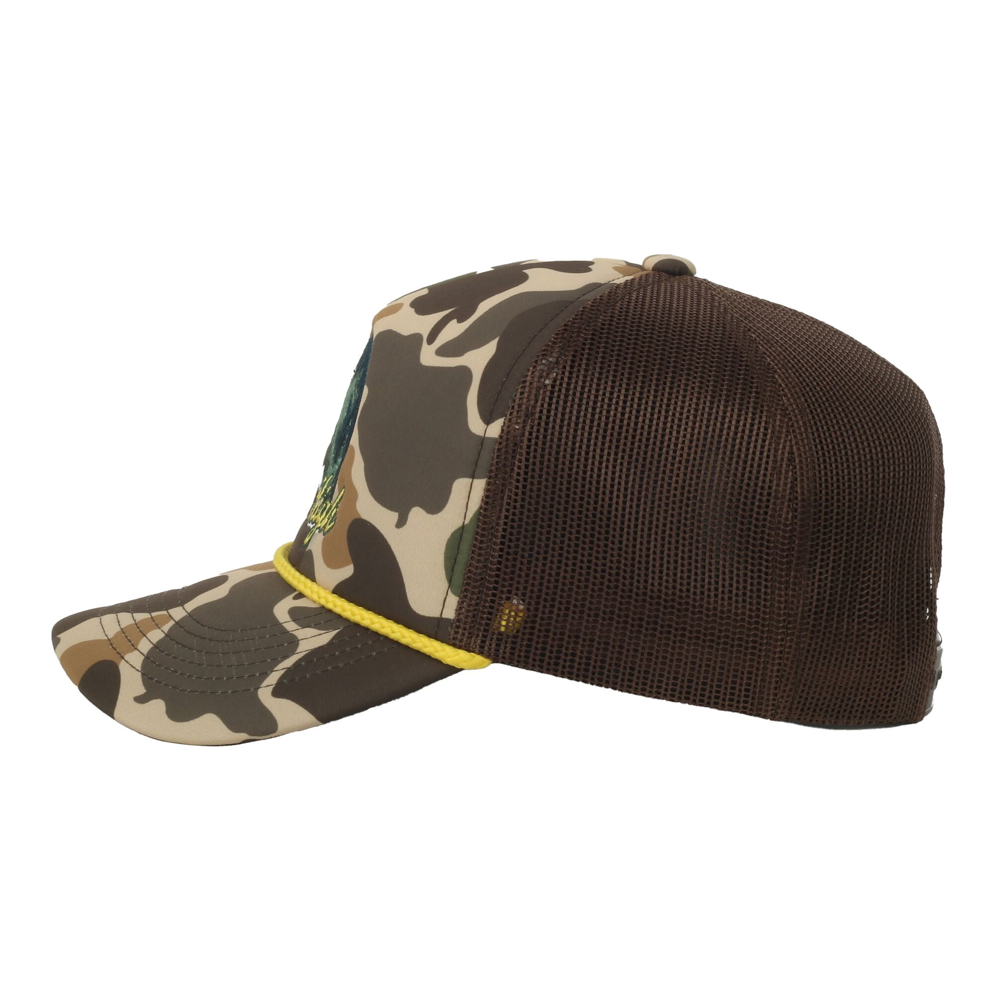 Outdoor Cap Woodland Camo 5-Panel Cap – Foam Front, Pre-Curved Visor, Snapback, One Size