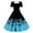 Black Turquoise Floral, variant on Women'S Fit And Flare Purple Skull Floral Dress Short Sleeve Square Neck Belted A-Line Casual Summer Dress