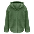 thumbnail image 2 of Zip Up Jacket for Women Winter Fuzzy Fleece Hooded Coat Long Sleeve Cardigan Trendy Outwear Casual Outerwear (XXXXXXL, Green), 2 of 6