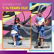 ScootKid 3-Wheel Kids Scooter - Child & Toddler Toy Scooter with Built-in LED Wheel Lights, Fold-Out Comfort Seat (Ages 1+) (Teal Blue)
