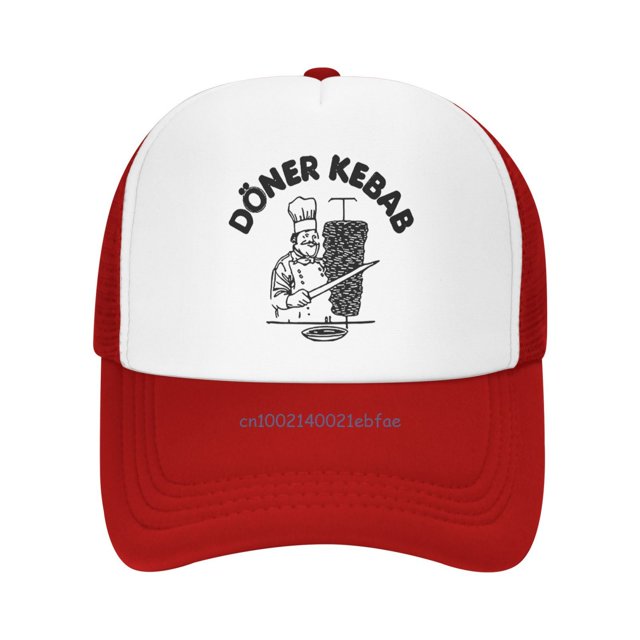 Funny Doner Kebab Baseball Cap Summer Fashion Breathable Mesh Caps Unisex Sun Protection Fishing Hats Adjustable Snapback Hat Red-02 One Size