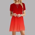 thumbnail image 2 of Summer Saving Wycnly Sundresses for Women Short Sleeve Crewneck Gradient Print Mini Dresses Casual Flowy Swing Tunic T-Shirt Summer Dress Red Up to 65% off, 2 of 6