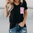 thumbnail image 2 of Jamicy Short Sleeve Tops for Women Gift for Mom Women's Short Sleeve Printed Pachwork Pockets Blouse Tops Loose V Neck Shirts Short Sleeve Blouses with Pocket, 2 of 5