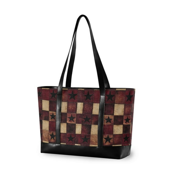 FORMRS Laptop Tote Bag for Women with 15.6" Computer Compartments Handbag, Star Spangled Squares