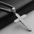 thumbnail image 3 of AYYUFE Men Titanium Steel Cross Pendant Chain Necklace Hip-Hop, 3 of 8