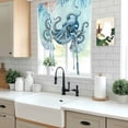 thumbnail image 5 of Coastal Octopus Blue Tie Up Curtains for Windows, Adjustable Balloon Window Shades, Summer Beach Nautical Coral Starfish Kitchen Window Treatments Farmhouse Short Curtains with Rod Pocket 42"x45", 5 of 8