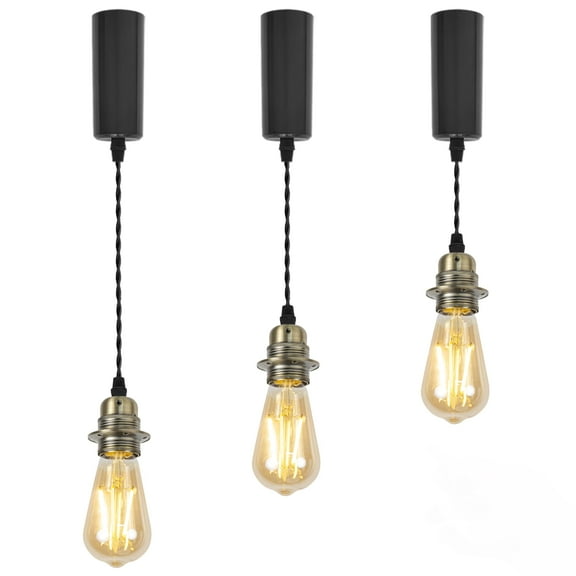 Kiven J-Type track lighting pendant Adjustable Length,Industrial J track pendant lights with Aluminum Holder,3-Light Track Lighting Fixture for Kitchen Island Hallway Restaurant,Bronze