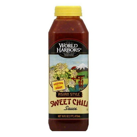 World Harbors Sweet Chili Medium Heat Asian Style Sauce, 16 Oz (Pack of