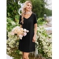 thumbnail image 5 of Ekouaer Nightgowns for Women Bamboo Viscose Night Gowns Short Sleeve Sleep Shirt Pleated V Neck House Dress Soft Night Shirts, 5 of 6