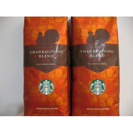Starbucks Thanksgiving Blend 2012 Whole Bean Coffee (Two 16Oz Packs)