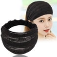 thumbnail image 2 of HongBiTu Ikat Kepala Wanita Renda Kotak-kotak Garis-garis Bunga Headwrap Peregangan Turbante H017, 2 of 4