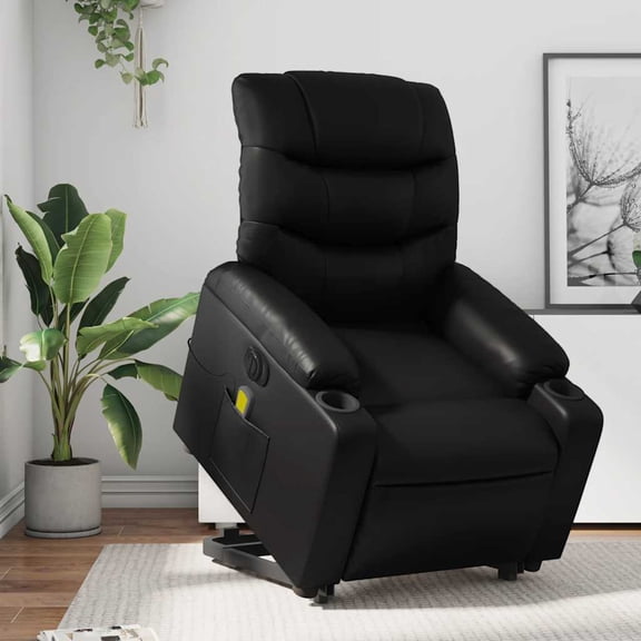 vidaXL Electric Stand Up Massage Recliner Chair Black