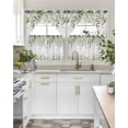 thumbnail image 4 of Sage Green Eucalyptus Leaves Swag Kitchen Curtains Sets for Windows 24 Inch Length, Spring Botanical Floral Short Window Curtain Panels Swags Valances and Tiers 3 Piece Set for Cafe/Dining Room, 4 of 5