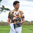 thumbnail image 3 of Balery Elegant Cute Panda Sunflower Camisa Polo de Hombre con Estampado, de Manga Corta y Tejido Medio, Camisa Tipo Golf Polo-3X-Large, 3 of 6