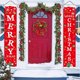 thumbnail image 2 of Decoraciones de coplas navideñas, fondo navideño, pancarta de tela, decoración de decoración navideña, coplas navideñas con accesorios decorativos de Papá Noel (D), 2 of 2