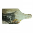 thumbnail image 1 of Eiffel Tower Cutting Board, Falling Leaves in Romantic Love Autumn Season Print Art, Decorative Tempered Glass Cutting and Serving Board, Wine Bottle Shape, Beige Charcoal Grey, by Ambesonne, 1 of 1