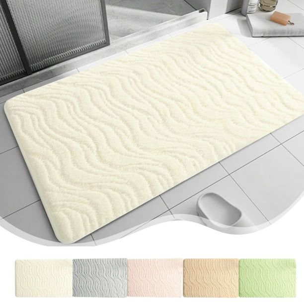 Tapete de entrada extra grueso, 1 unidad, antideslizante, 40,64 x 60 cm, de microfibra de poliéster absorbente de agua, para una pisada segura en zonas húmedas (beige).