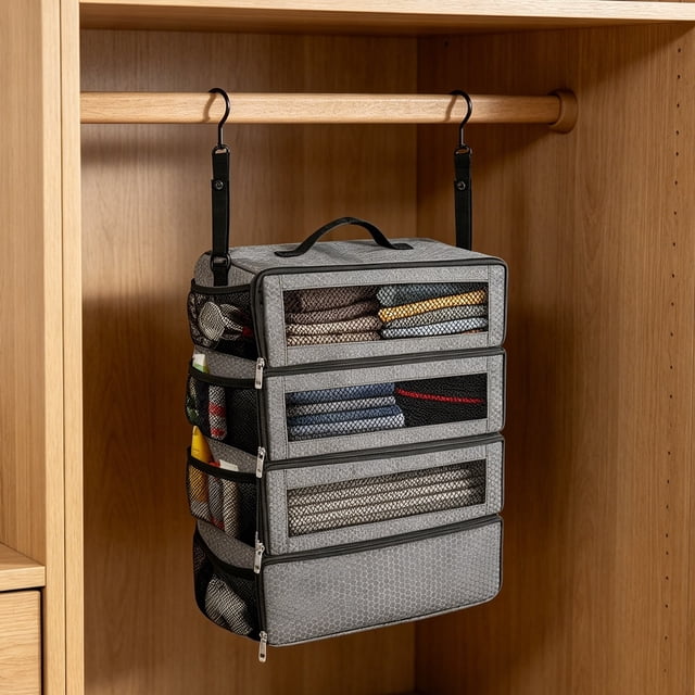 Outdor Portable Travel Storage Rack Hanging Travel Shelf Storage With Small Compartments Inside Suitable For Carry On Luggage Modern Style