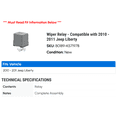 thumbnail image 2 of Wiper Relay - Compatible with 2010 - 2011 Jeep Liberty, 2 of 2