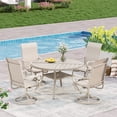 thumbnail image 6 of Vicllax Outdoor Dining Chair Metal Textilene Fabric Patio Swivel Chairs for Garden, Set of 4, Sandshell, 6 of 8