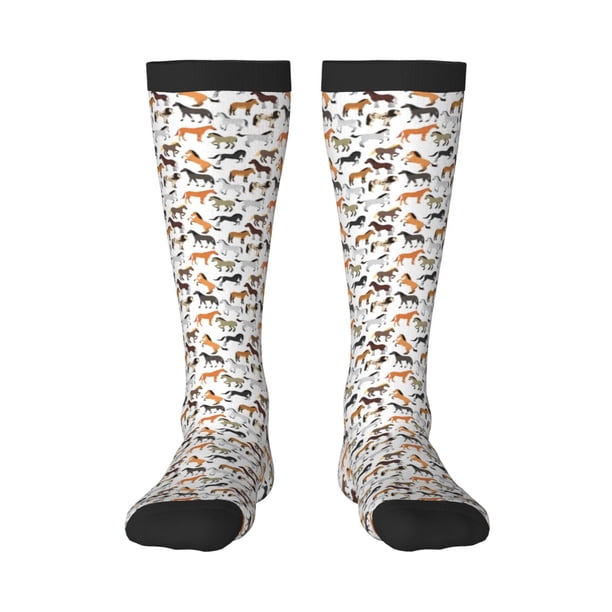 Fotbe Horse Calcetas Divertidas Estampadas para Hombre y Mujer, Calcetas de Algodón hasta la Rodilla para Caminar, Correr, Enfermería y Embarazo