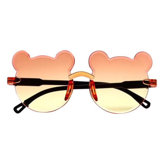 Kids' Bear Shape Sunglasses (2-12Y) - Polarized Uv Protection, Unbreakable Flexible Frame, Cute Cartoon Design For Boys & Girls Orange